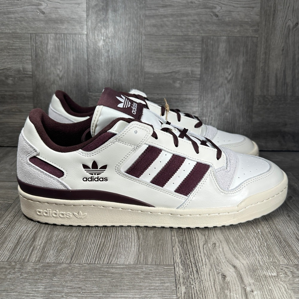 Adidas Forum Low CL Sneakers Mens 14 White Burgundy Basketball JQ0206 NEW